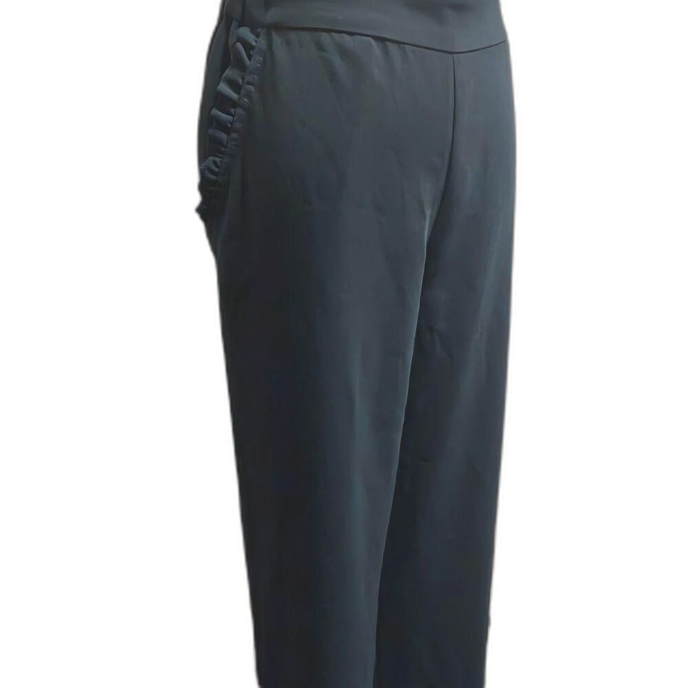 CeCe deep forest/hunter green ruffle pocket pant
